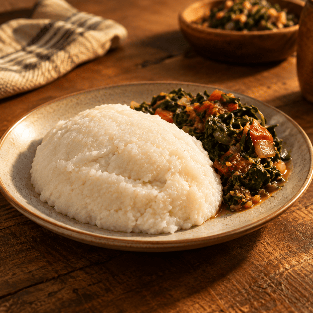 Cooked pap served on a table