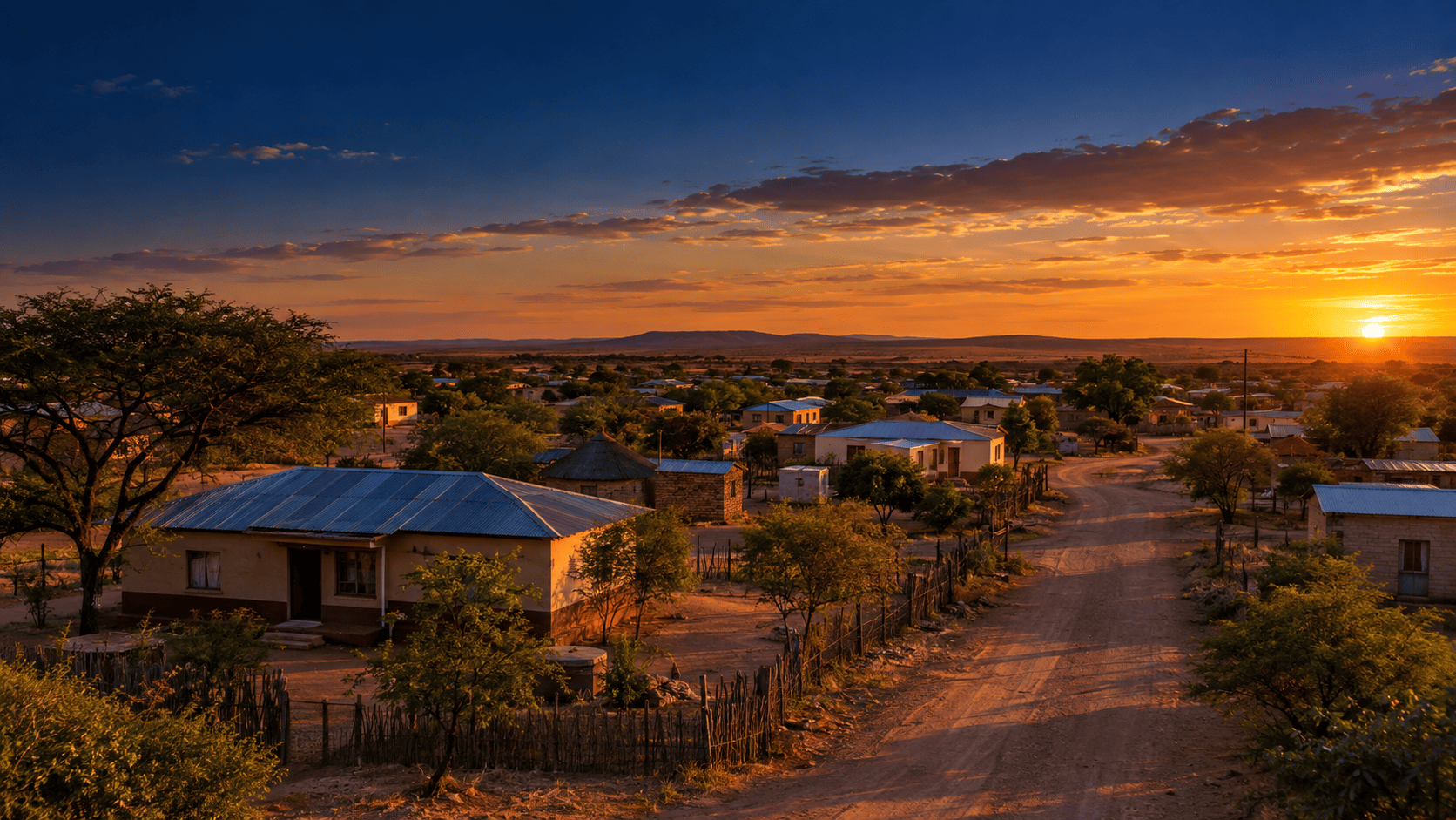 Pitsane village at golden hour